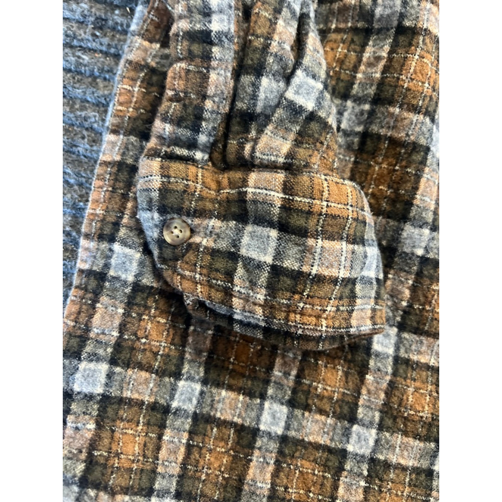 Pendleton Mens Wool Plaid Casual Button Down Shirt XL Brown Gray EUC - Picture 8 of 12